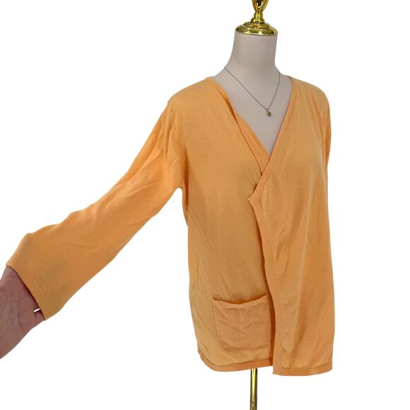 J. Jill Open Front Cardigan Medium PETITE Orange Cotton Lightweight Pockets EUC - Picture 5 of 13